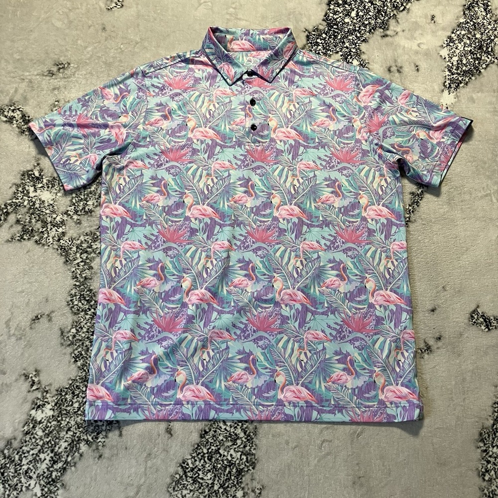 Deolax Polo Shirt Mens Size XL Geometric Short Sleeve‎ Stretch Multicolor